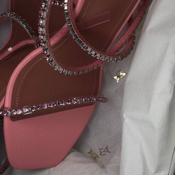 Amina Muaddi Gilda Pink Glass Sandals Size 40 - Picture 12 of 12